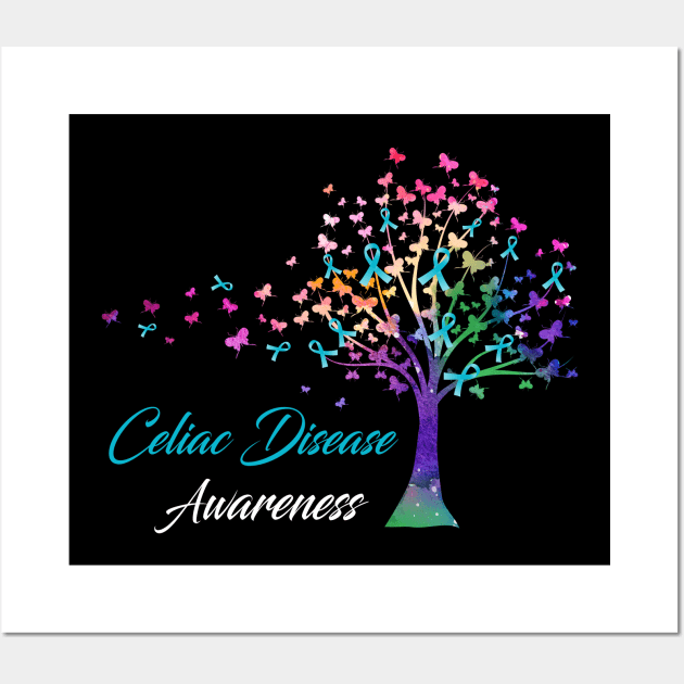 Tree Ribbons Celiac Disease Awareness Support Celiac Disease Warrior Gifts Wall Art by ThePassion99